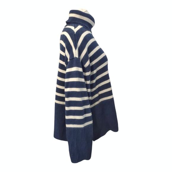 GAP Oversized Stripe Boxy Sweater Size S Nautical Turtleneck Top Casual School - Picture 2 of 10